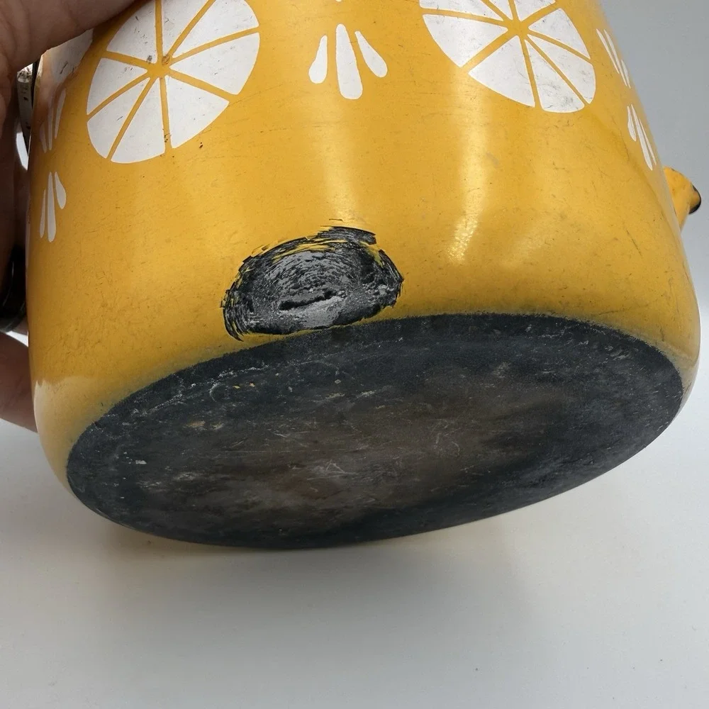 Vintage Catherine Holm Norway Yellow Viking Pattern Tea Kettle/Pot - READ
